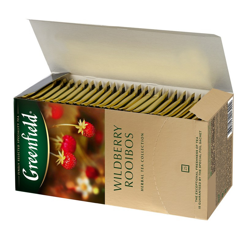 Чай Greenfield Wildberry Rooibos травяной с земляникой и клюквой 25 пакетиков