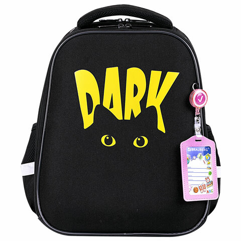 Ранец BRAUBERG FIT, 2 отделения, «Dark cat», 38×27х14 см