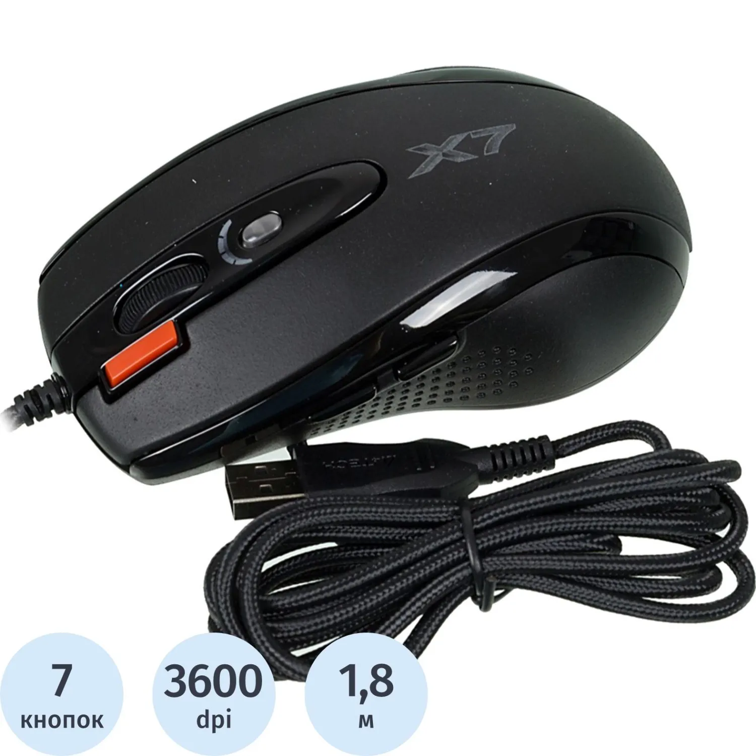 превью Мышь компьютерная A4Tech XL-750BK черный лазерная (3600dpi) USB2.0 (6кн)