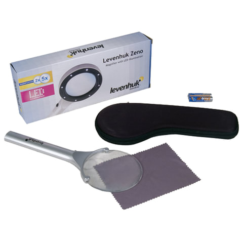 Лупа LEVENHUK Zeno 50, 2.2/4.4 кратная, диаметр линз 88/21 мм, с подсветкой (2 LED), пластик, чехол