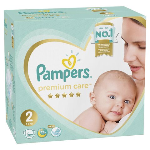 превью Подгузники КОМПЛЕКТ 102 шт. PAMPERS (Памперс) «Premium Care», размер 2 (4-8 кг)