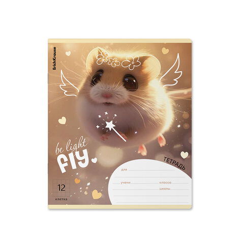 Тетрадь 12 л., клетка, обложка картон, ERICH KRAUSE, «Fluffy» (микс в спайке)