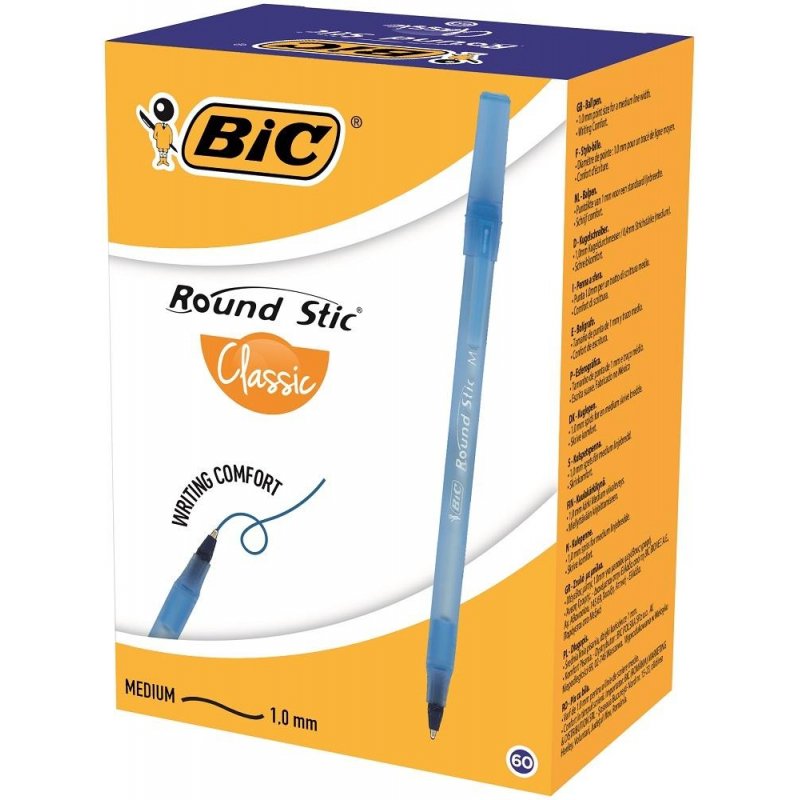 Ручка шариковая масляная BIC Round Stic синяя (толщина линии 0.4 мм)