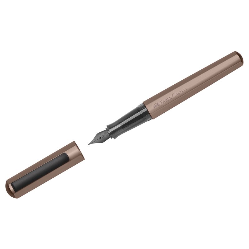превью Ручка перьевая Faber-Castell «Hexo», синяя, 0.75мм, шестигран., бронзовый корпус, инд. карт. упак. 