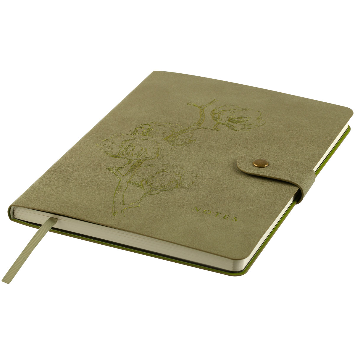 Записная книжка А5 80л., ЛАЙТ, кожзам, Greenwich Line «Outline. Cotton», с замком, тиснение фольгой, внутренний карман, блок в точку