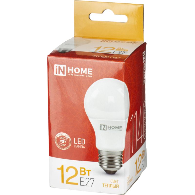 Лампа светодиодная LED-A60-VC 12Вт 230В Е27 3000К 1140 Лм IN HOME