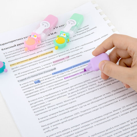 Набор текстовыделителей с топперами 6 ЦВЕТОВ ПАСТЕЛЬ, «КОСМО», линия 1-4 мм, FUNSTER (ФАНСТЕР)