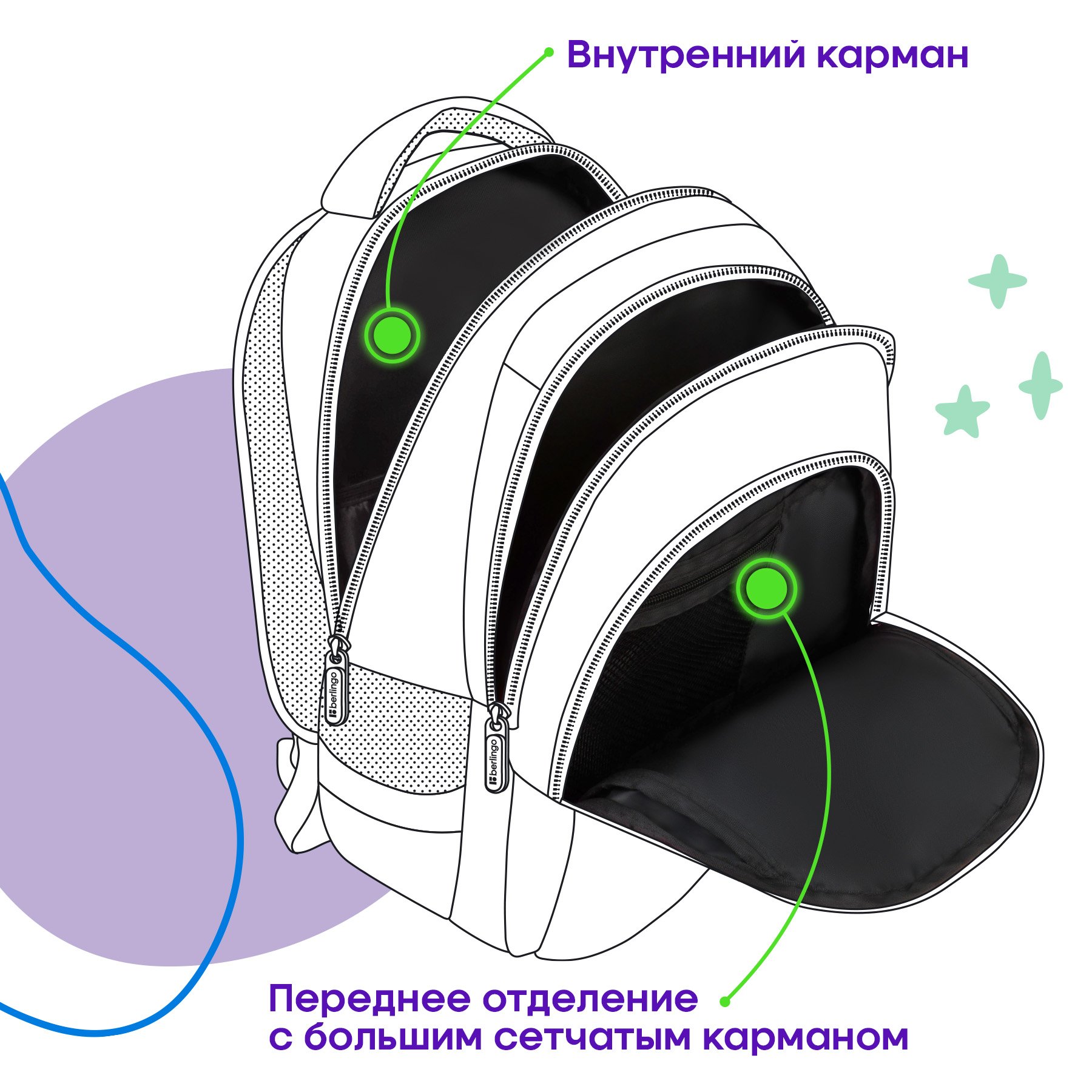 Рюкзак Berlingo Comfort «Next level» 38×27×18см, 3 отделения, 2 кармана, эргономичная спинка