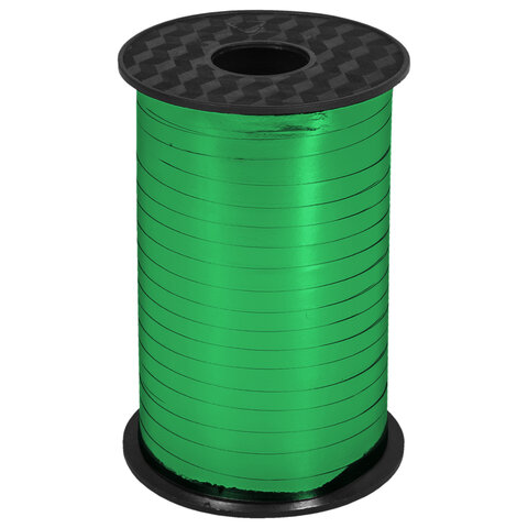 Лента упаковочная декоративная для шаров и подарков, металлик, 5 мм х 250 м, зеленая, ЗОЛОТАЯ СКАЗКА