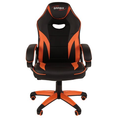 Кресло компьютерное BRABIX «Accent GM-161», ткань TW/экокожа, черное/оранжевое, 532577