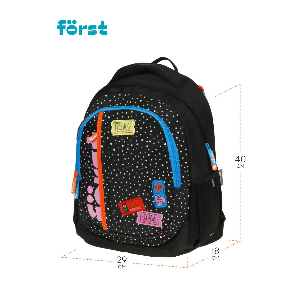 Рюкзак Först F-Trend «Dots style» 40×29×18 см, 2 отделения, 3 кармана, эргономичная спинка