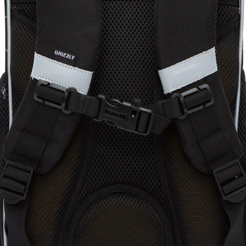 Ранец GRIZZLY анатомическая спинка, с мешком для обуви, для мальчиков, SERIOUS, 33×25х13 см