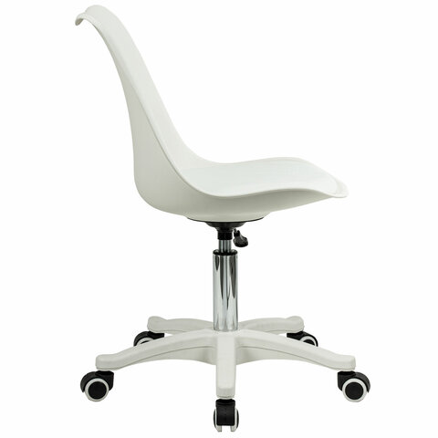 Кресло стул BRABIX «Eames MG-310 PL», пластик белый, экокожа белая