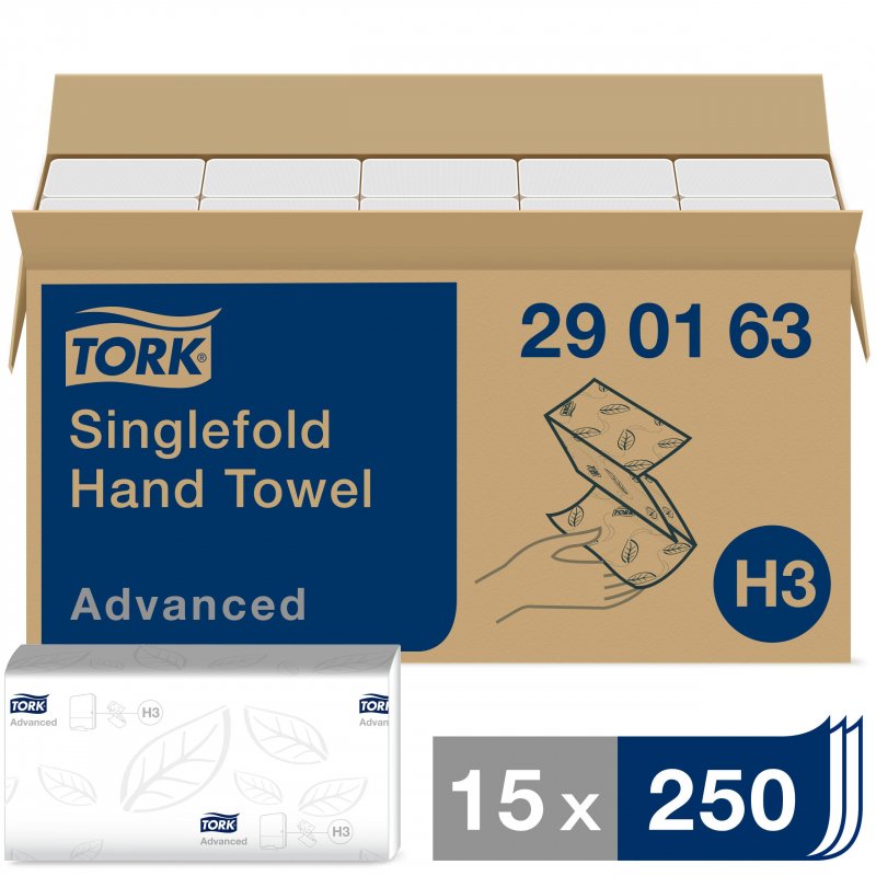 Полотенца бумажные д/держ.Tork Singlefold Н3 Advanced ZZ 2 сл.250 шт/уп 290