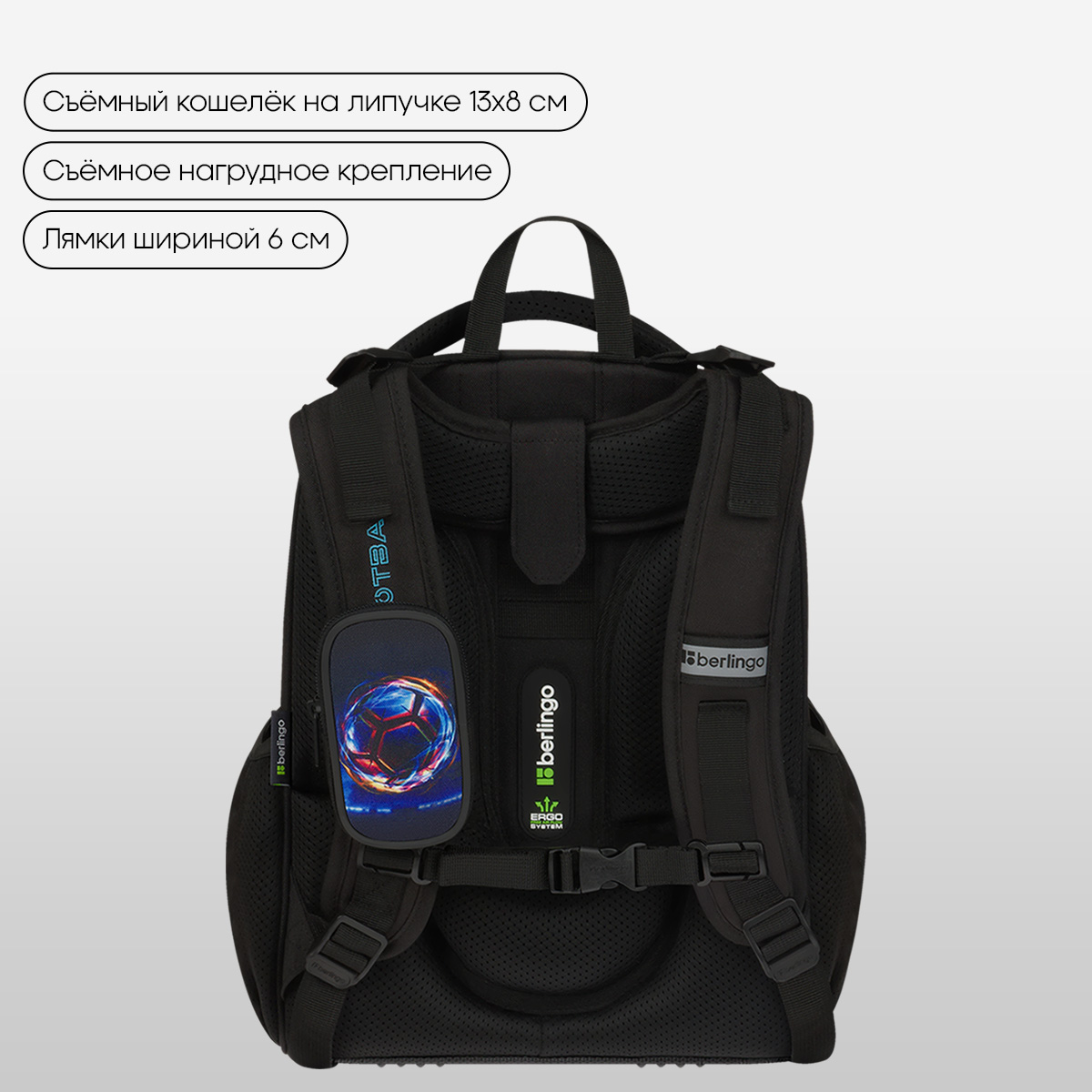 Ранец Berlingo Expert «Cyber Football» 37×28×16см, 2 отделения, 2 кармана, анатомическая спинка