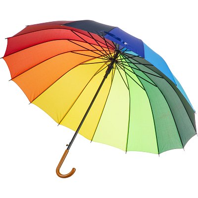 Зонт трость полуавт. Радуга с пластик. ручкой, 16спиц, разноцв., HD-HW05(H/T)