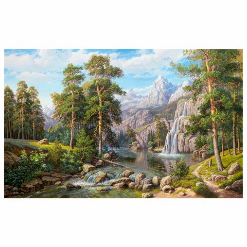 Картина стразами (алмазная мозаика), 30×40 см, ОСТРОВ СОКРОВИЩ «Водопад», без подрамника