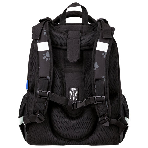 Ранец BRAUBERG LUMINOUS, 2 отделения, с брелоком, «Paws», СВЕТЯЩИЙСЯ РИСУНОК, 38×29х16 см