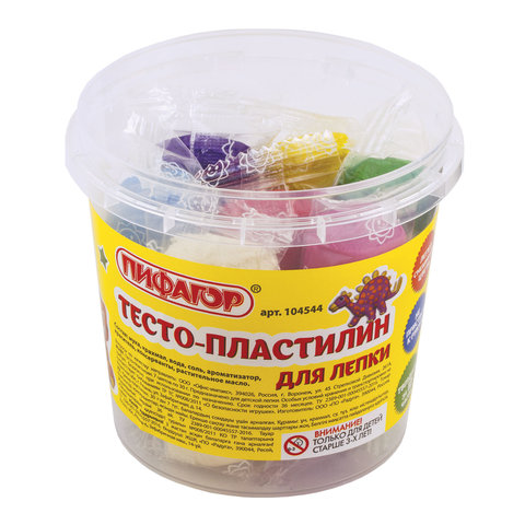 Пластилин на растительной основе (тесто для лепки) ПИФАГОР, 7 цветов, 210 г, пластиковый стакан