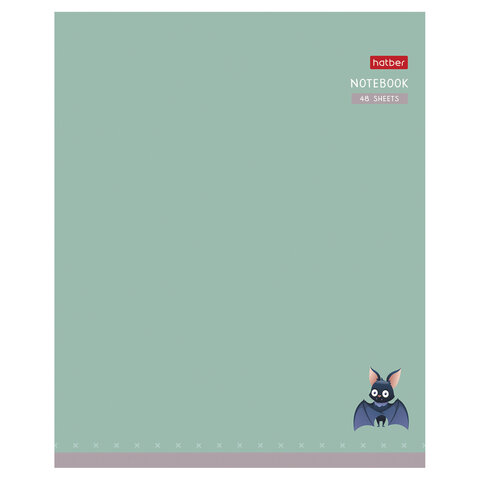 Тетрадь А5 48 л., HATBER скоба, клетка, Soft-touch ламинация, «Мышонок Creepy» (микс в спайке), 092145