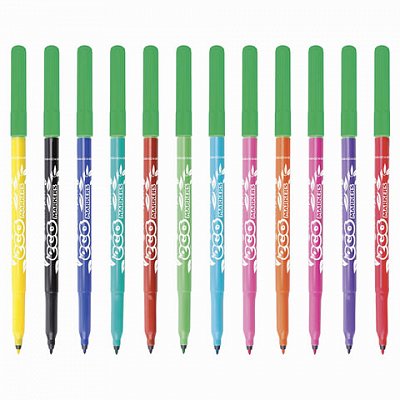 Фломастеры Centropen «ECO Markers», 12цв., трехгранные, смываемые, картон., европодвес