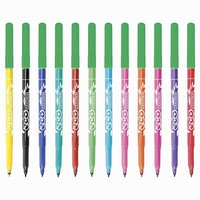 Фломастеры Centropen «ECO Markers», 12цв., трехгранные, смываемые, картон., европодвес