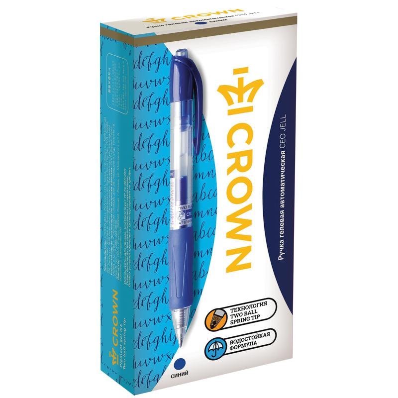 Ручка гелевая Crown с резиновой манжетой (0,7мм, синий)