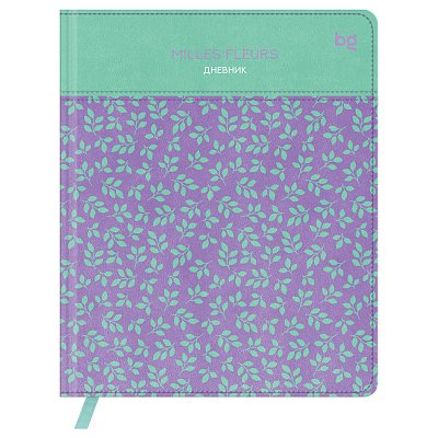 Дневник 1-11 кл. 48л. (твердый) BG «Pattern. Plants», иск. кожа, комбинирование материалов, печать, ляссе