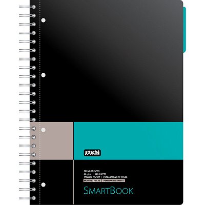 Бизнес-тетрадь SMARTBOOK (А4, 120л, клетка, спираль, разд, карман, серо-бирюзовый)