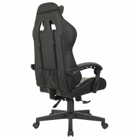 Кресло компьютерное BRABIX «Striker GM-121»синхромеханизм2 подушкиэкокожа/велюрчерное/серое532961