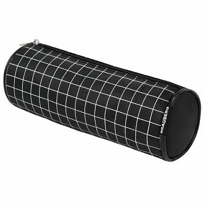 Пенал-косметичка BRAUBERG, Checkered, черный, 20×7х7см