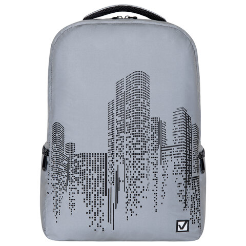 Рюкзак BRAUBERG REFLECTIVE универсальный, светоотражающий, «City», серый, 42×30х13 см