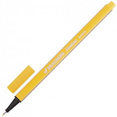 Ручка капиллярная BRAUBERG «Aero», ЖЕЛТАЯ, трехгранная, металлический наконечник, линия письма 0.4 мм