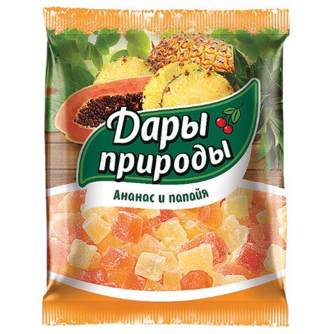 Цукаты ДАРЫ ПРИРОДЫ, ананас и папайя сушеные, 150 г