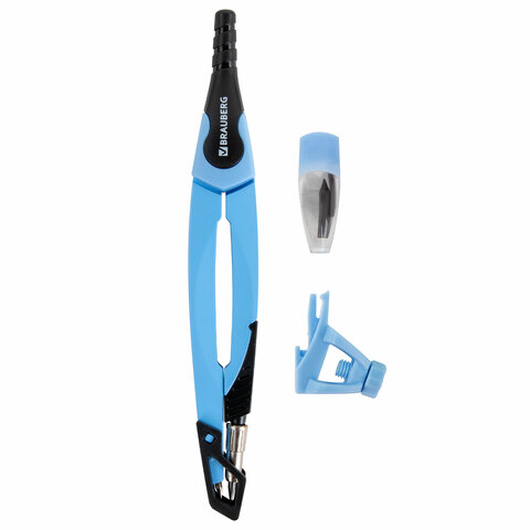 Готовальня BRAUBERG ULTRA, 4 предмета: циркуль 135 мм, запасной грифель, насадка, аквамариновый цвет