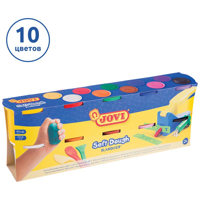 Пластилин на растительной основе JOVI (Испания), 10 цветов, 1100 г, Blandiver