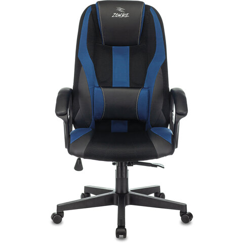 Кресло компьютерное VIKING-9/BL+BLUE, подушка, экокожа/ткань, черное/синее