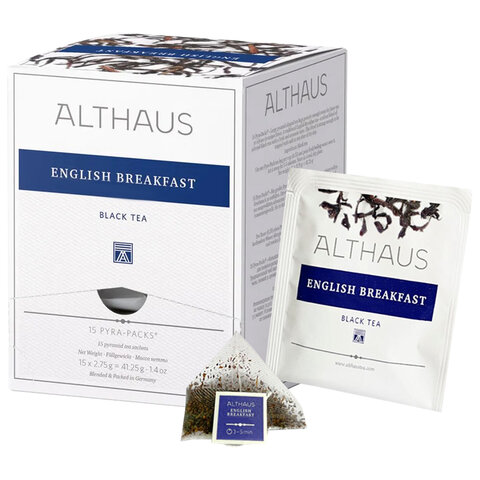 превью Чай ALTHAUS «English Breakfast» черный, 15 пирамидок по 2.75 г, ГЕРМАНИЯ