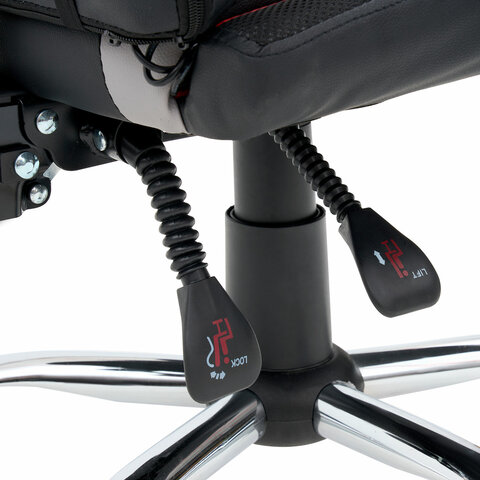 Кресло компьютерное CROMEX «Quantum GM-155 RGB», подсветка, две подушки, экокожа, черное/красное/серое