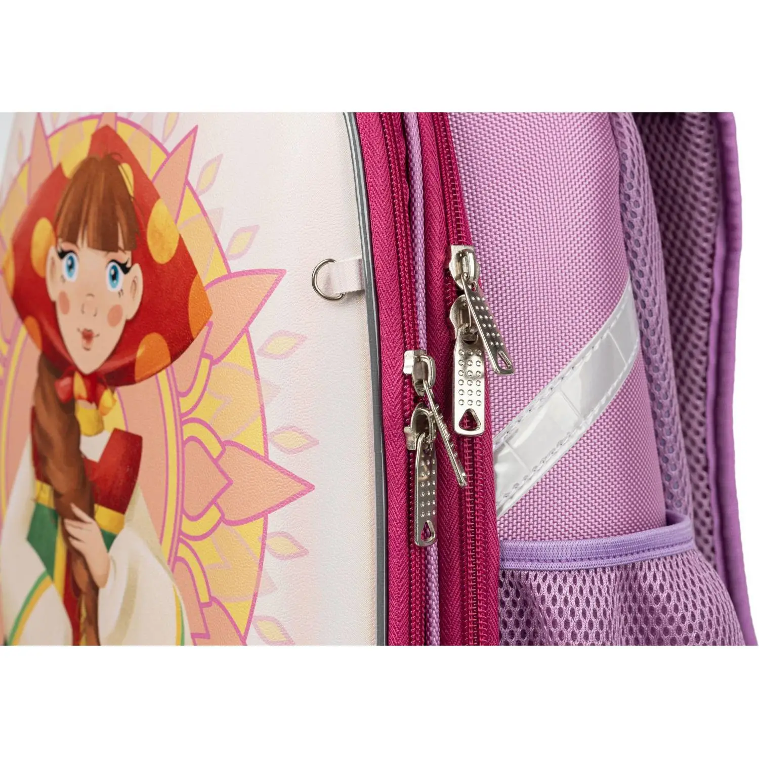 Ранец КОМУС Три богатыря Любава, Basic 2 отд., эргоном. спинка, пайетки полиэс