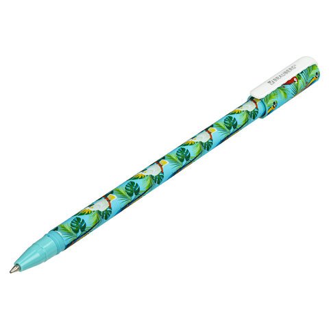 Ручка шариковая BRAUBERG SOFT TOUCH STICK «PARROTS», СИНЯЯ, мягкое покрытие, узел 0.7 мм