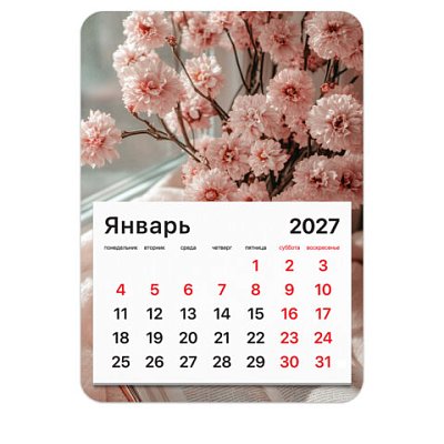 Календарь отрывной на магните на 2027 г., BRAUBERG, 130×180 мм, склейка, «Букет»