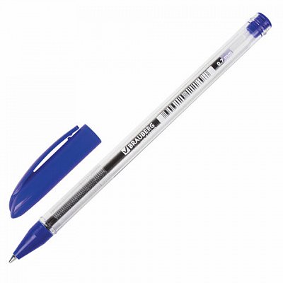 Ручка шариковая масляная BRAUBERG «Rite-oil», корпус прозрачный, толщина письма 0.7 мм, синяя