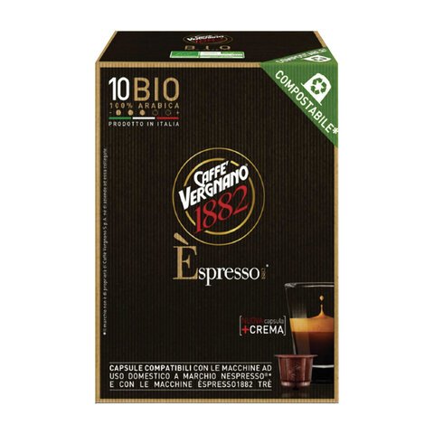 превью Капсулы для кофемашин NESPRESSO, Bio 100% Arabica, натуральный кофе, 10 шт. х 5 г, VERGNANO