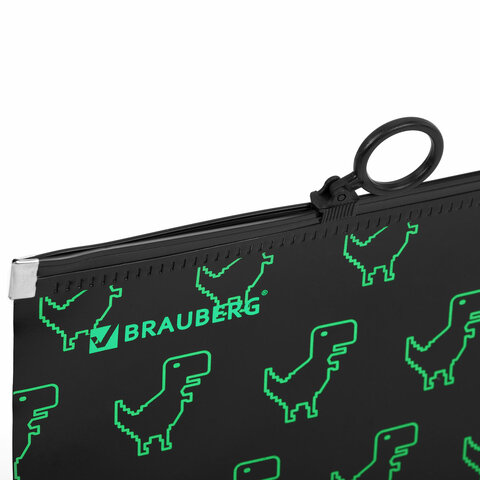 Папка для тетрадей BRAUBERG А4, 1 отделение, пластик, на zip-lock-молнии, «Dino matrix»
