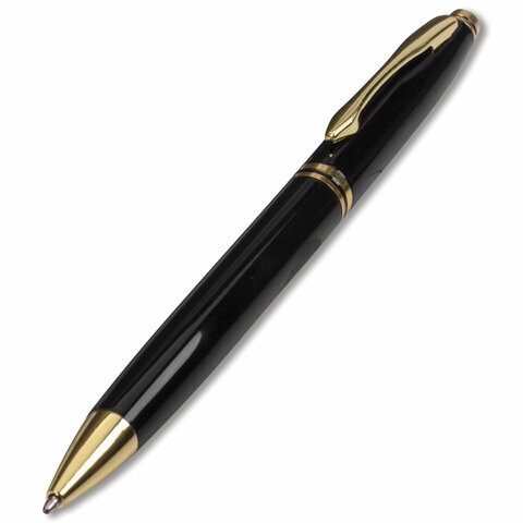 Ручка бизнес-класса шариковая BRAUBERG «De Luxe Black», корпус черный, узел 1 мм, линия письма 0.7 мм, синяя