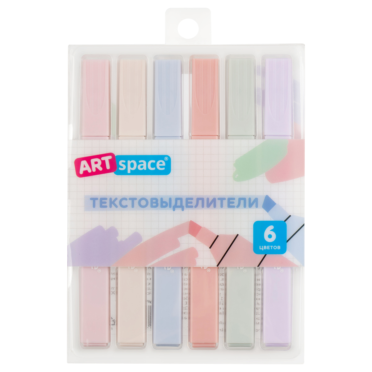 Набор текстовыделителей ArtSpace «Thin trace», 06цв., пастельные цвета, 1-3мм, ПВХ бокс с подложкой, европодвес