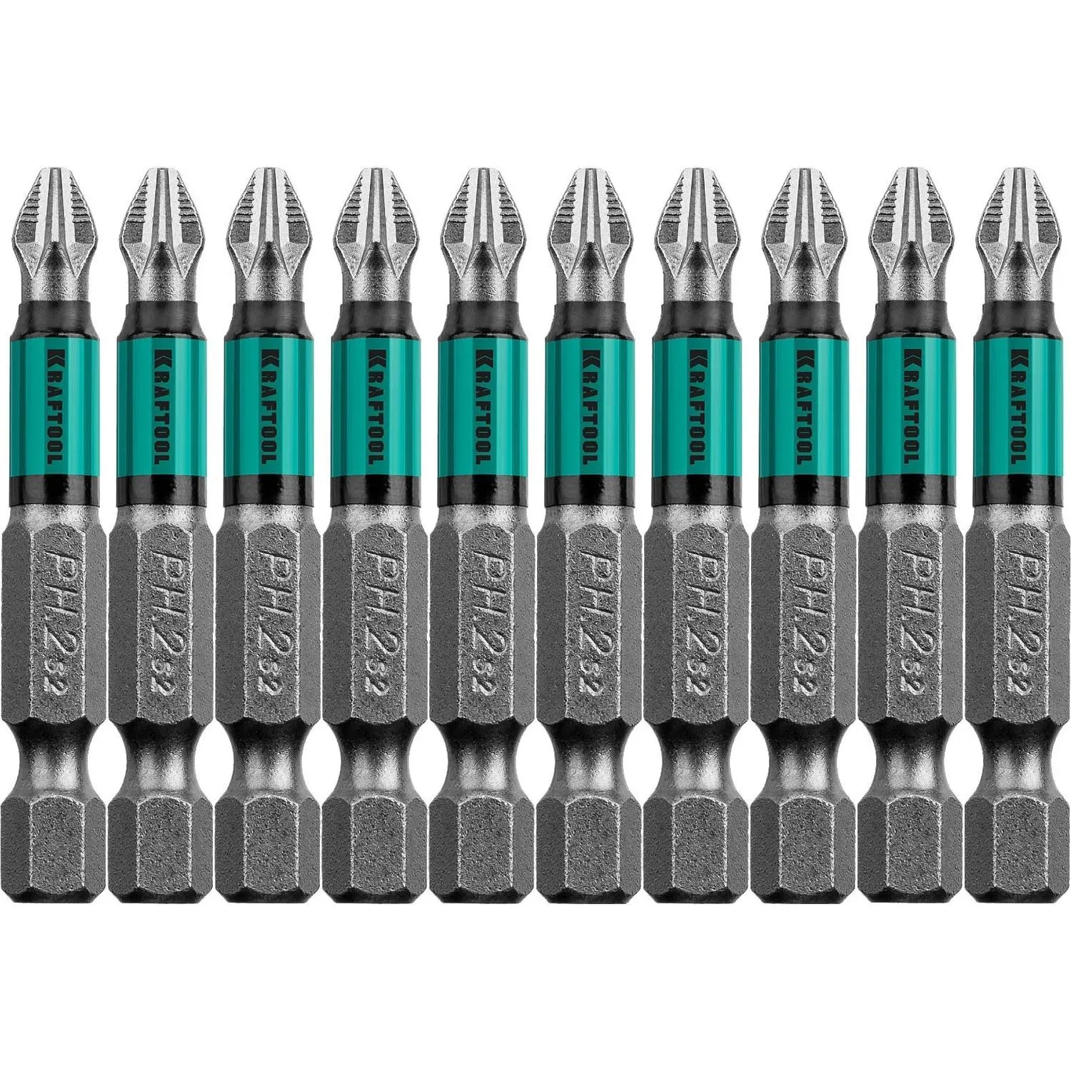 Бита для шуруповёрта магнитная Kraftool Optimum Line PH2x50 мм (10 штук, 26122-2-50-10)
