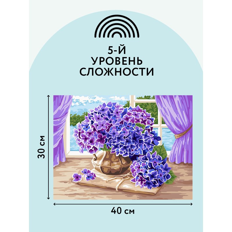 Картина по номерам на холсте ТРИ СОВЫ «Букет гортензий», 30×40, с акриловыми красками и кистями