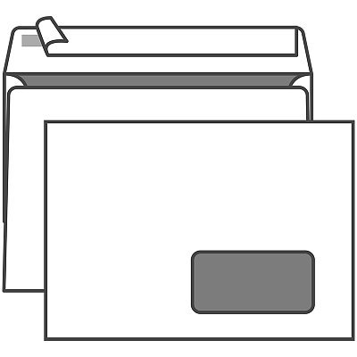 Конверт C5, KurtStrip, 162×229мм, б/подсказа, с прав. окном, отр. лента, внутр. запечатка